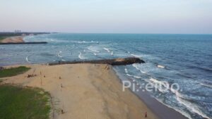 PD0898 - Scenic Aerial Flight Over Chennai's Kovalam Beach
