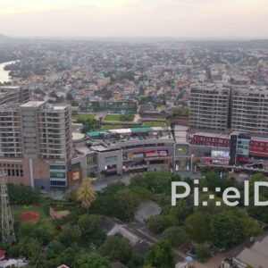 PD0889 - Aerial Orbit of Phoenix Marketcity Mall in Chennai at Sunset