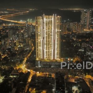 PD0810 - Night Aerial View of Mumbai's Skyline with Kalpataru Avana