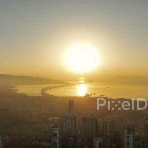 PD0809 - Stunning Aerial Sunrise Over Mumbai Cityscape and Atal Setu Sea Link