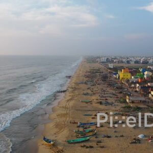 PD0924 - Aerial View of a Vibrant Coastal Fishing Community