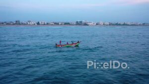 PD0914 - Cinematic Aerial Orbit of a Fishing Boat at Dawn