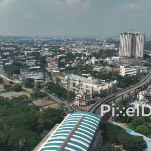 PD0806 - Aerial Pan of Bengaluru's Urban Landscape with Gopalan Arcade Mall