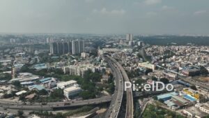PD0805 - Aerial View of Bengaluru's Nayandahalli Flyover and Metro System