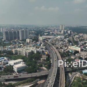 PD0805 - Aerial View of Bengaluru's Nayandahalli Flyover and Metro System