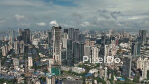 PD0987 - Orbiting Drone View of Mumbai's Worli Skyline