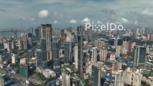 PD0985 - Dynamic Aerial View of Mumbai's Developing Cityscape