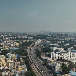 PD0804 - Aerial View of Bengaluru Cityscape with Metro and Railway Lines