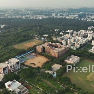 PD0802 - Aerial View of Urban Greenery with Cityscape Backdrop