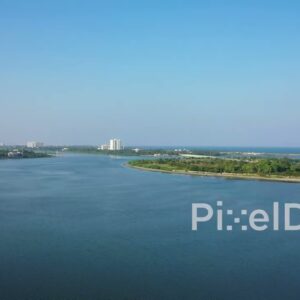 PD0964 - Scenic Drone Pan Over Muttukadu Backwaters with City and Ocean Views