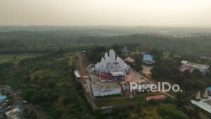 PD0801 - Cinematic Aerial Orbit of Vanadurga Devi Temple in Bengaluru