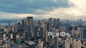 PD0994 - Static Window View of the Worli Cityscape Under Dramatic Skies
