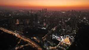 PD0772 - Aerial View of Mumbai's Illuminated Cityscape at Twilight