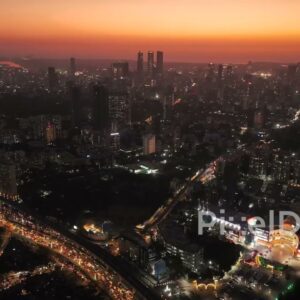 PD0772 - Aerial View of Mumbai's Illuminated Cityscape at Twilight