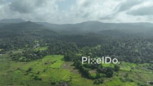 PD1035 - Aerial Drone Flight Over Scenic Mountain Valley and River