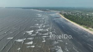 PD1079 - Aerial Drone View of Vast Tropical Coastline and Ocean Waves