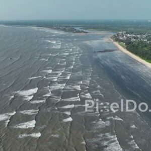PD1079 - Aerial Drone View of Vast Tropical Coastline and Ocean Waves