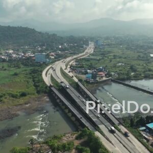 PD1024 - Aerial View of Tansa River Bridge on Mumbai-Ahmedabad Highway