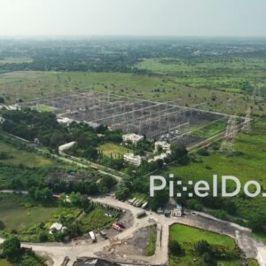 PD1073 - Aerial Drone Flight Towards Electrical Power Substation