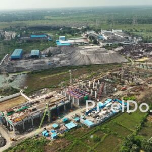 PD1071 - Aerial Drone Pan of Bullet Train Station Construction Site
