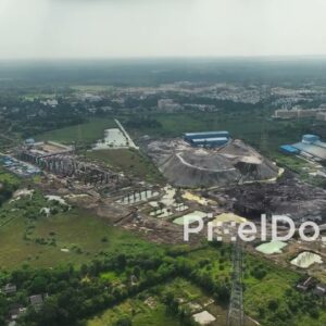 PD1069 - Wide Aerial Drone View of Bullet Train Station Construction Site