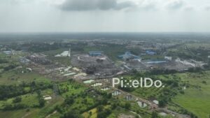 PD1068 - Aerial Drone View of Bullet Train Station Under Construction