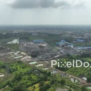 PD1068 - Aerial Drone View of Bullet Train Station Under Construction
