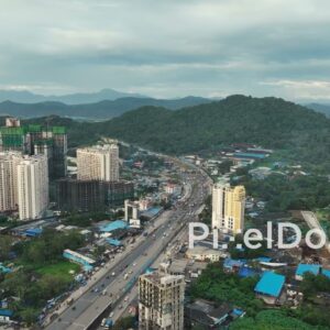 PD1091 - Aerial Drone Flight Over Western Express Highway, Mira Road Area