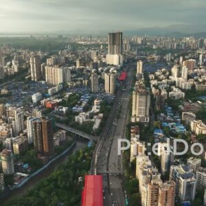 PD1102 - Aerial Drone Flight Over Western Express Highway, Dahisar, Mumbai