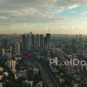PD1101 - Dramatic Aerial Drone Shot of Mumbai's Borivali Area and Western Express Highway