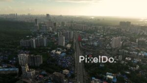 PD1096 - Aerial Drone Flight Over Western Express Highway, Mira Road, Mumbai