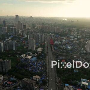 PD1096 - Aerial Drone Flight Over Western Express Highway, Mira Road, Mumbai