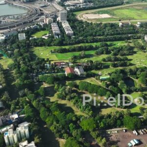 PD1149 - Aerial Drone Flight Over Willingdon Sports Club and Mumbai Skyline