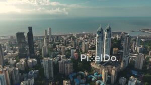 PD1146 - Aerial Drone Pan of South Mumbai's Iconic Skyline (Tardeo, Breach Candy)
