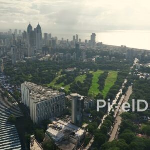 PD1131 - Aerial Drone Flight Over South Mumbai's Iconic Urban Landscape