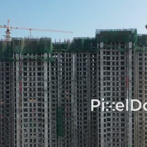 PD1158 - Aerial Drone Tilt-Up of Skyscraper Under Construction