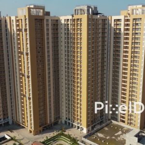 PD1154 - Aerial Drone Tilt-Down of Modern High-Rise Residential Complex and Amenities