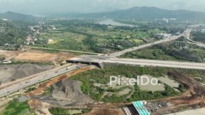 PD1018 - Aerial Drone Shot of Delhi-Mumbai Industrial Corridor Construction