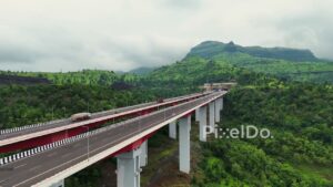 PD1176 - Aerial Drone Pullback from Samruddhi Mahamarg Viaduct near Igatpuri