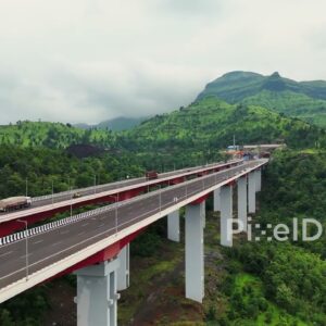 PD1176 - Aerial Drone Pullback from Samruddhi Mahamarg Viaduct near Igatpuri