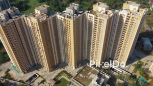 PD1153 - Aerial Drone Pullback of Modern High-Rise Residential Complex