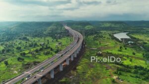 PD1184 - Aerial Drone View of Heavy Machinery at a Large-Scale Construction Site