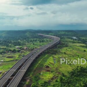 PD1182 - Aerial Drone Flight Over Scenic Expressway Viaduct in Green Valley