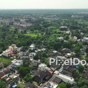 PD1053 - Aerial Drone Flight Over Urbanizing Village Landscape