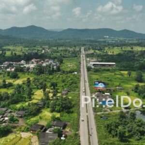 PD1043 - Aerial Drone Flight Over Scenic Rural Highway and Mountain Valley