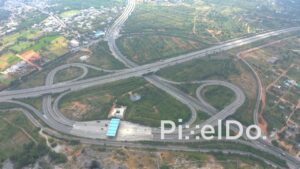 PD1274 - High-Angle Aerial View of Complex Highway Interchange System