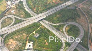 PD1271 - Aerial View of Modern Highway Interchange and Infrastructure Development