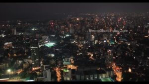 PD1219 - Aerial Panoramic Night View of Bandra West Skyline and Coastline