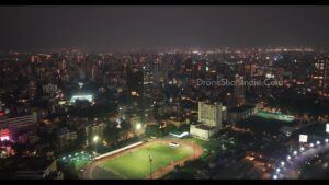 PD1218 - Aerial Night View of Bandra West Cityscape with Illuminated Sports Ground