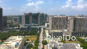 PD1310 - Aerial View of Amazon Corporate Campus and Financial District Skyline